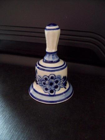 Image 2 of Blue Delft Deco Hand Painted Small Hand Bell Ornament