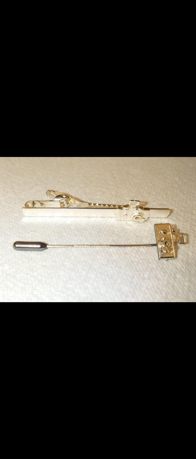 Preview of the first image of Leica Tie Clip plus Leica Tie pin. Silver/Silver Plated Mint.