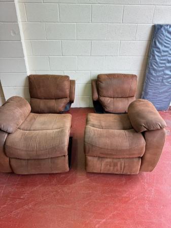 Image 3 of 2 seat recliner sofa brown suede