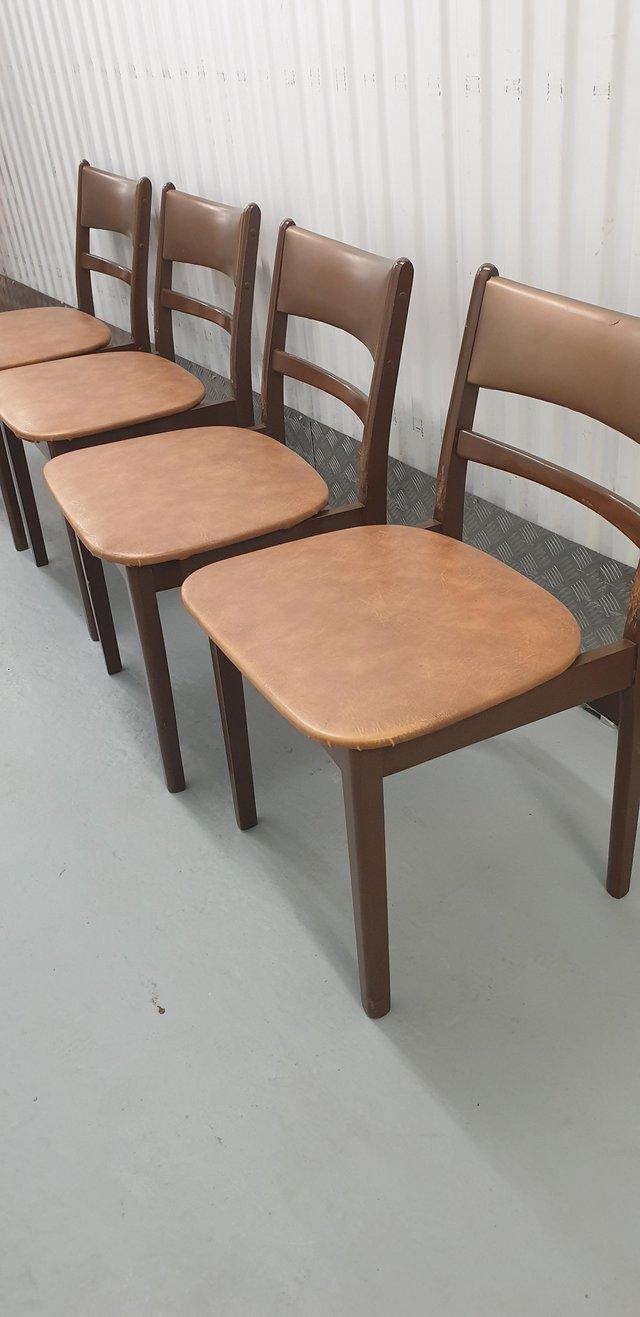 Preview of the first image of Danish style / retro mid century dining chairs x 4.