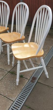 Image 3 of Country style wooden dining chairs x 4