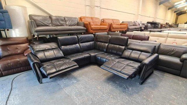 Image 17 of Packham black leather electric recliner corner sofa