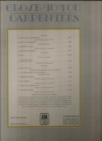 Image 2 of LP - The Carpenters - Close To You - AMLS 998