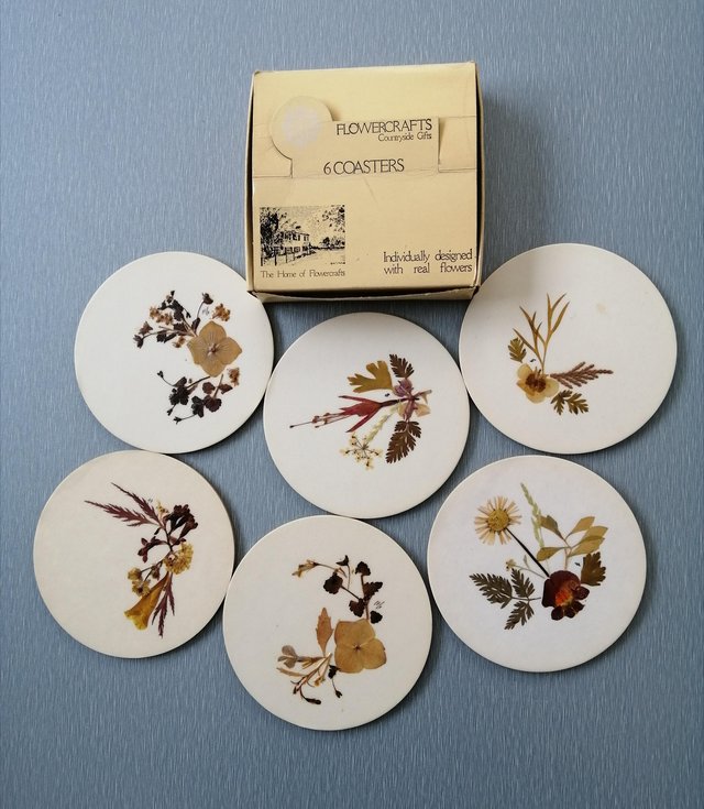 Preview of the first image of 6 Handcrafted Wildflower Coasters.With Real Flowers.