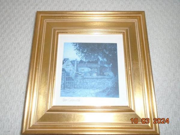 Image 1 of Framed print of Cotswold cottages signed by Tom Caldwell