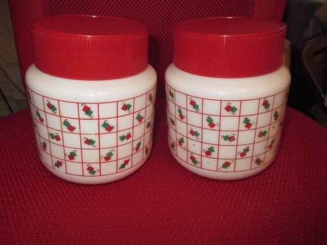 Preview of the first image of MELAMINE RETRO STORAGE JARS (2) 1970.