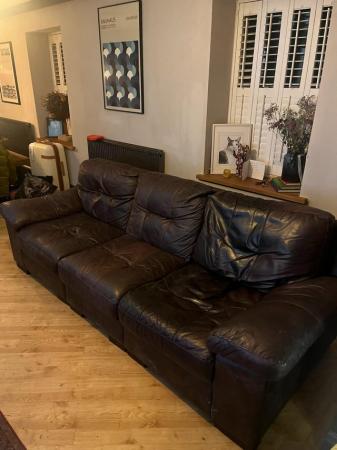 Image 1 of DFS large brown 3 seater sofa