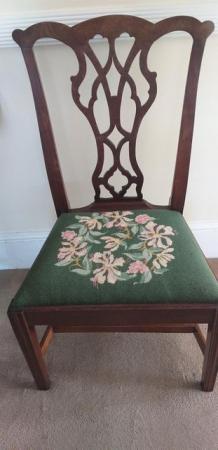 Image 1 of TAPESTRY COVERED GEORGIAN MAHOGANY ARMLESS CHAIR