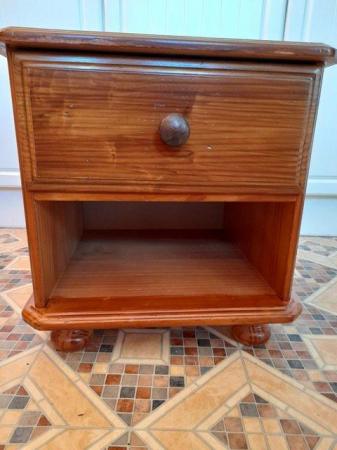 Image 1 of Bedside Cabinet in Pine Wood. Good Condition