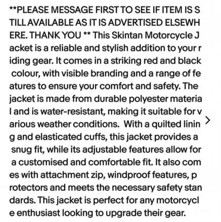 Image 3 of Skintan Motorbike Jacket Size L