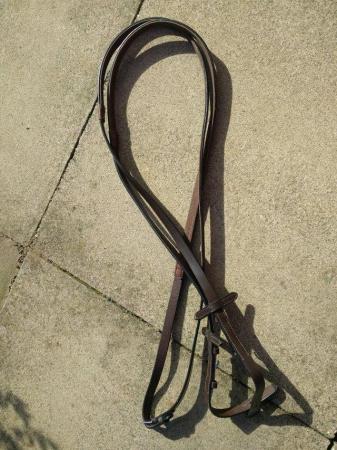 Image 5 of NEW BROWN LEATHER HALF RUBBER DRESSAGE/SHOW REINS 5/8"