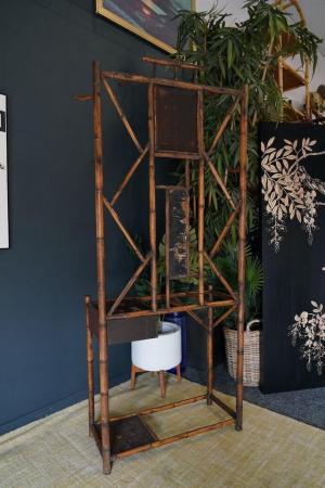 Image 9 of Antique 19th Century Decoupage Bamboo Hatstand Hallway Hooks