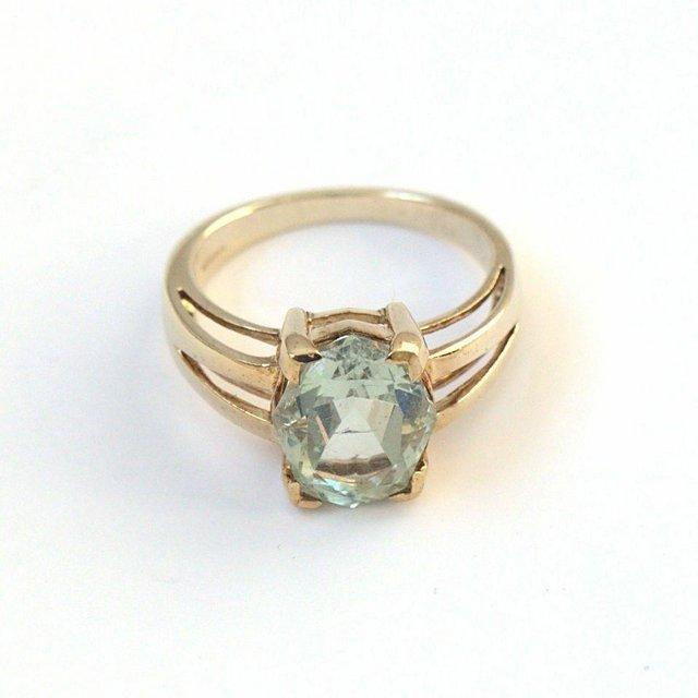 Preview of the first image of 9ct Gold Ring with approx. 2ct Green Amethyst.