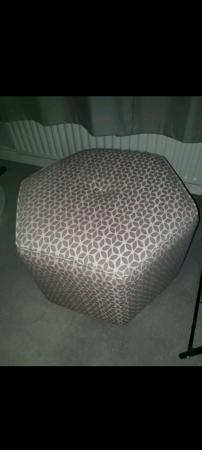 Image 2 of Substantial Harveys Pink and Cream Hexagonal Footstool