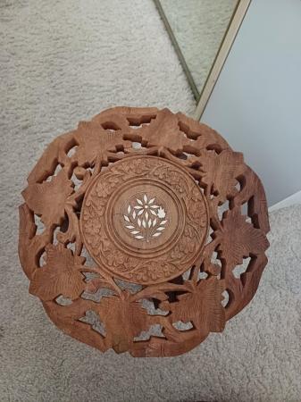 Image 1 of Vintage Carved Occasional Table-wooden small folding side ta