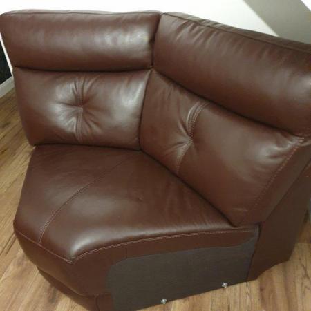 Image 1 of DFS - London brown leather corner piece sofa