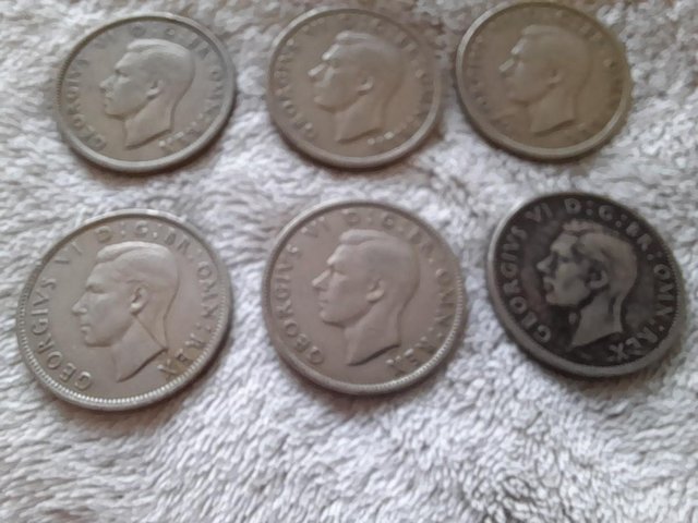 Preview of the first image of 6 George V1 coins 1947 to 1950.