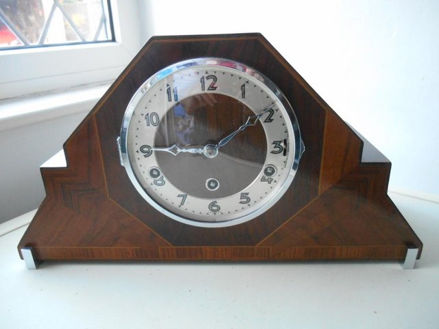 Preview of the first image of An Art Deco FHS Dual Chime mantle clock.