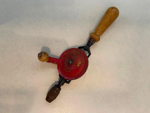 Preview of the first image of Vintage hand drill made by J A Chapman, Sheffield England.