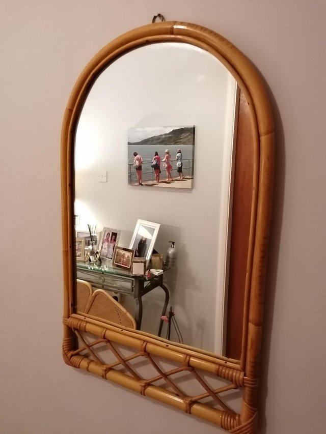 Preview of the first image of Vintage Wall Mirror, Bamboo/Cane, late 1970s, good condition.