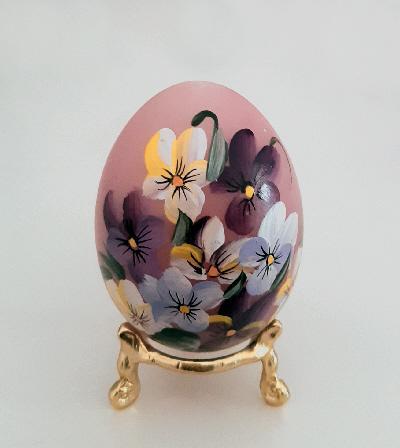Preview of the first image of Lovely vintage Hand Carved painted Alabaster egg.