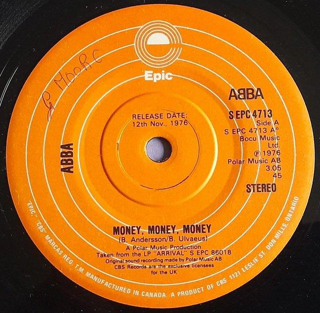 Preview of the first image of Abba ‘Money, Money, Money' 1976 UK Promo 7" single. EX/VG+.