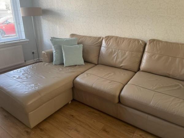 Image 1 of DFS couch and love seat, few marks on right seat but aren’t