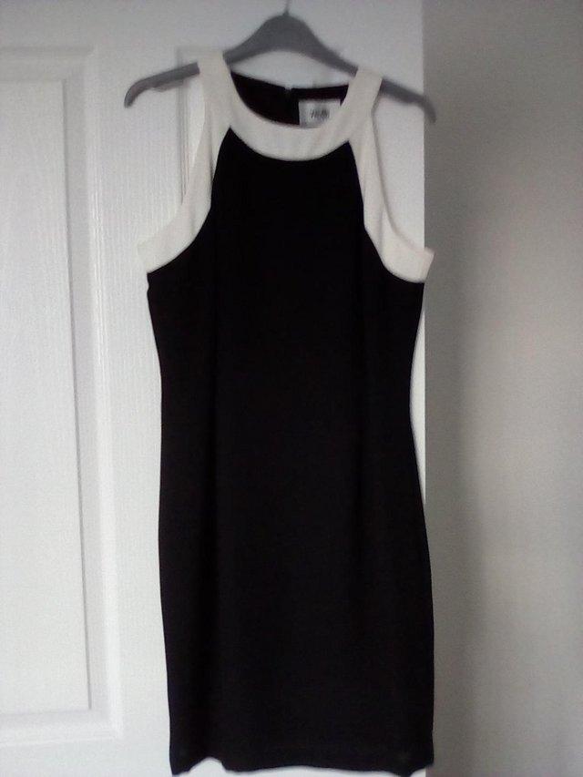 Preview of the first image of Ladies Black/White Trim Dress (Wallis).