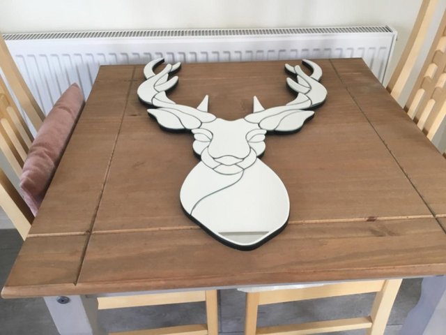 Preview of the first image of Lovely wall hanging silver stag mirror.