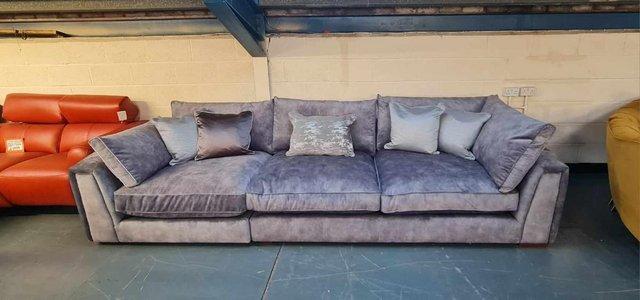 Preview of the first image of Emperor in Lucerne Silver mix fabric large 4 seater sofa.