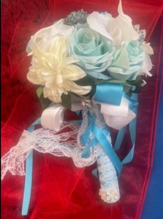 Image 2 of Blue & White Wedding/prom Bouquet