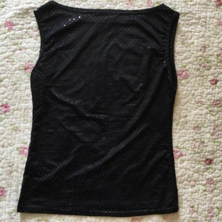 Image 2 of Size S PULSE Self-sequin Black Sleeveless Boatneck Top