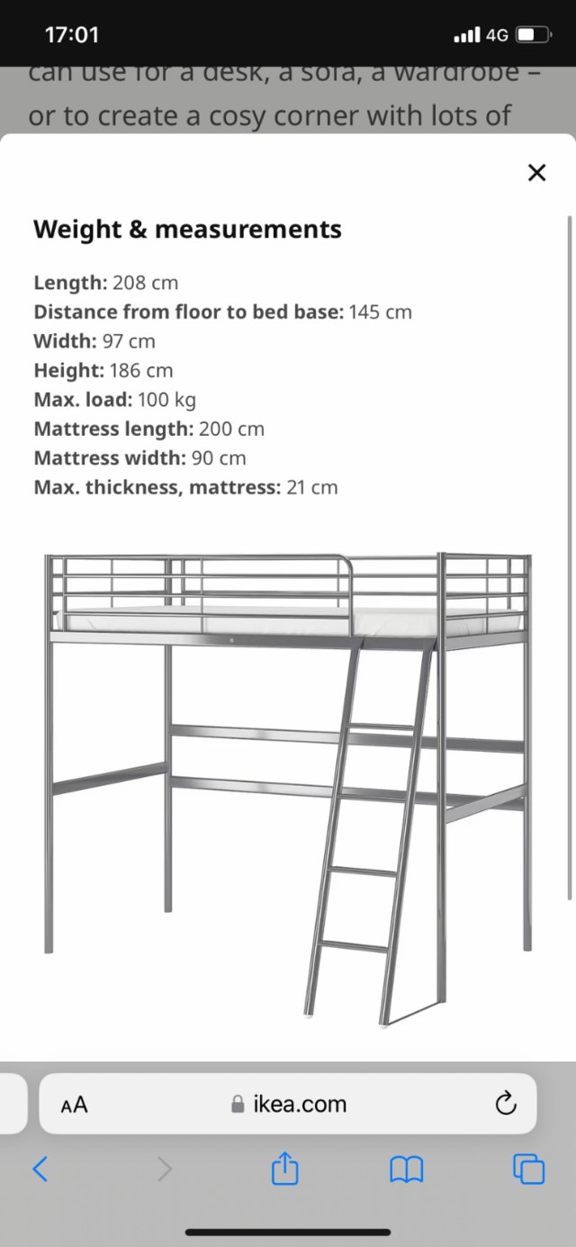 Preview of the first image of IKEA Svarta Bunk Bed frame - used - Collection Only.