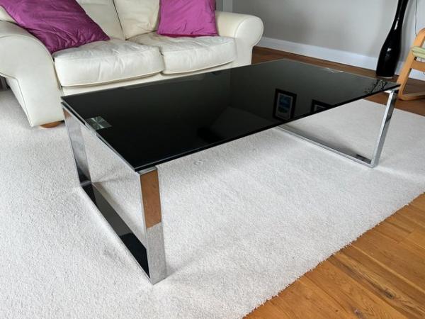 Image 2 of Black glass rectangular coffee table