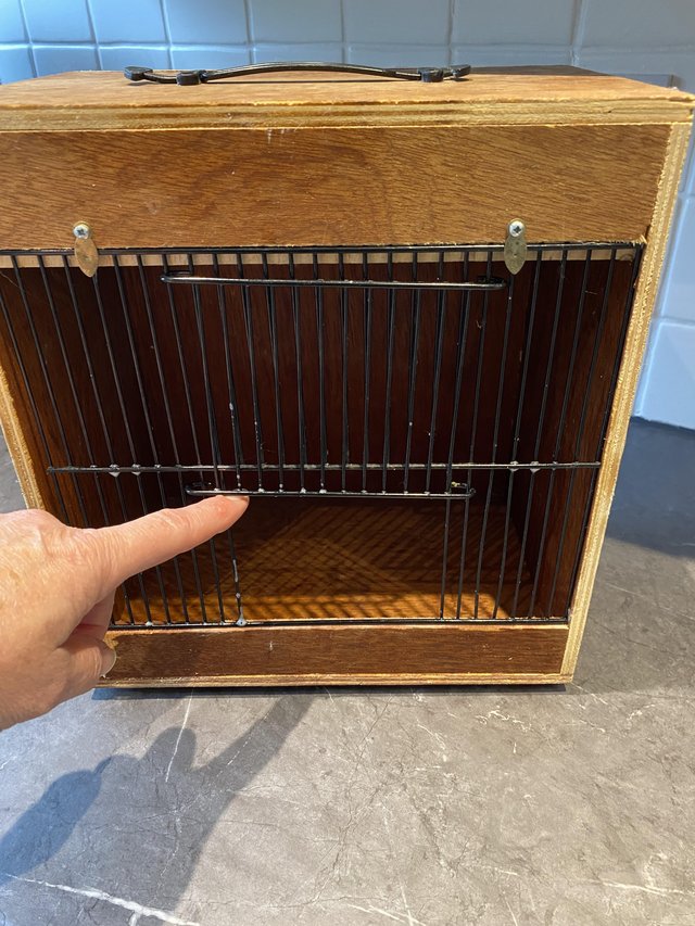 Preview of the first image of Wooden bird carry  box ideal for finches / budgie.