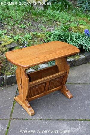 Image 35 of AN OLD CHARM VINTAGE OAK MAGAZINE RACK COFFEE LAMP TABLE
