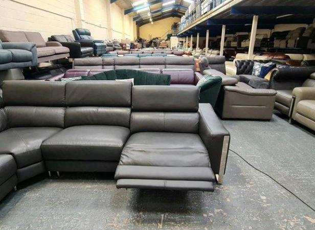 Image 6 of Torres dark grey leather electric recliner corner sofa