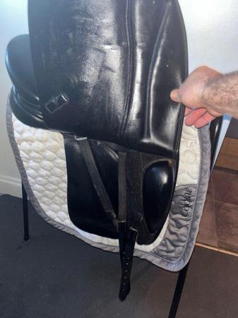 Image 3 of Beautiful 17” Black m/w leather dressage saddle