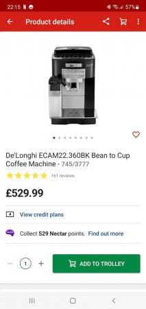 Image 3 of De'Longhi ECAM22.360BK Bean to Cup Coffee Machine