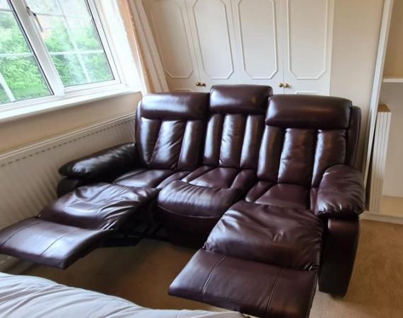Image 3 of Brown Recliner 3 Seater Sofa - Accepting offers