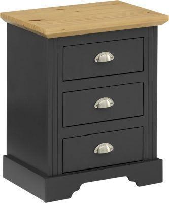 Preview of the first image of Toledo 3 drawer bedside in grey/oak.