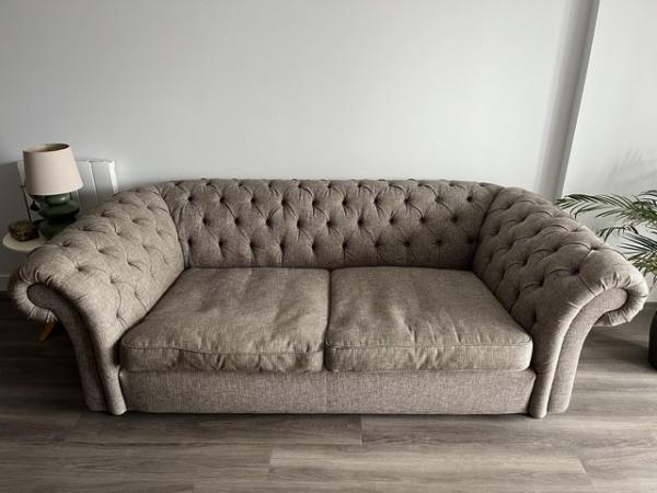 Image 3 of Large two seater grey chesterfield sofa