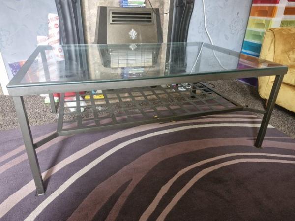 Image 3 of Large metal and glass coffee table
