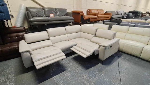 Image 8 of Illinois silver leather electric recliner corner sofa
