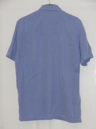 Image 2 of Next Men's Light Blue Checked Short Sleeve Shirt Small