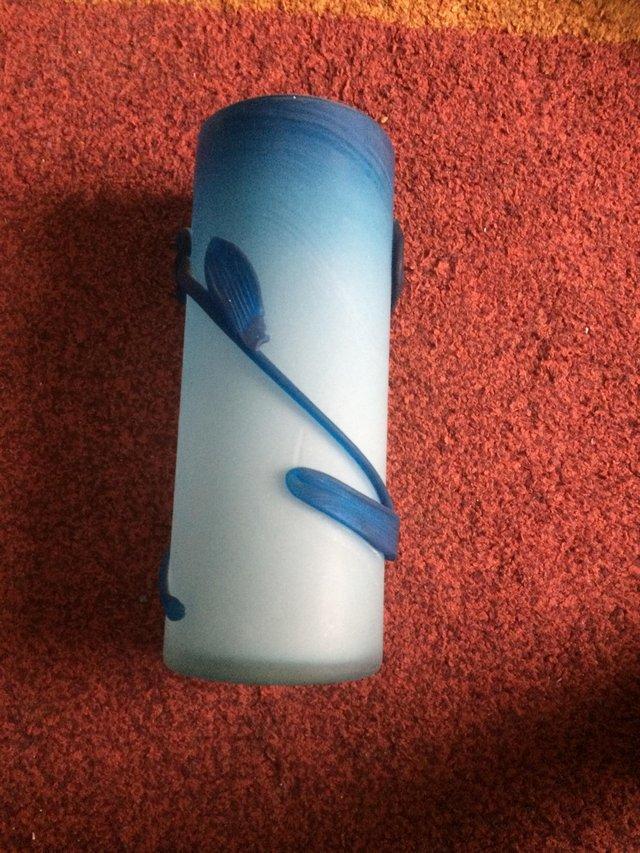 Preview of the first image of VERY UNUSUAL BLUE OMBRÉ GLASS VASE.