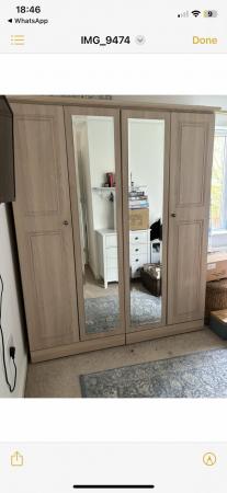 Image 2 of 4 door wardrobe with mirrors and matching drawers