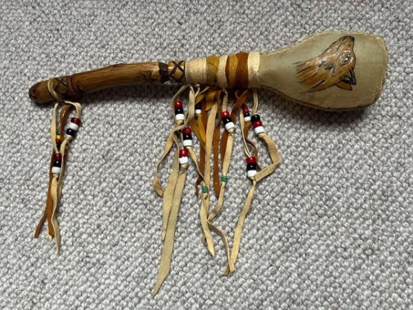 Image 1 of Unique shamanic ceremonial rattle with animal symbols