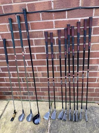 Image 3 of Golf clubs, including irons, woods, putter and bag