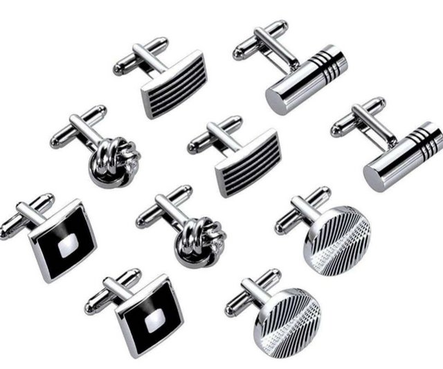 Preview of the first image of 5 pairs of stainless steel cufflinks.